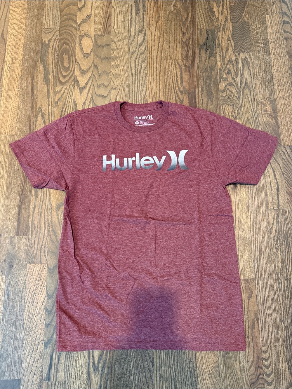 Hurley Men's Heathered Burgundy Logo Short Sleeve Tee | Size M